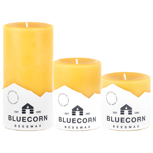 Beeswax Botanica Holiday Pillar Trio - Candles Scented with Essential Oils