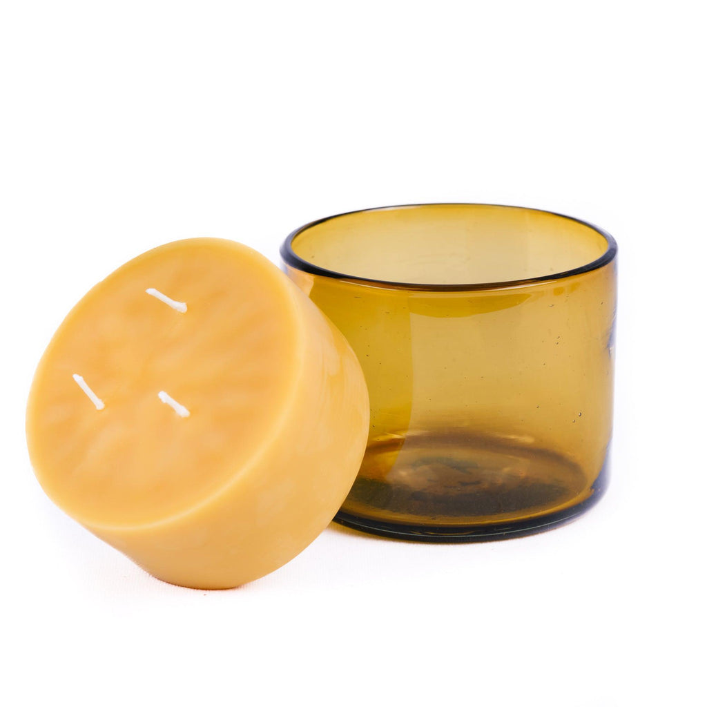 Pure Beeswax Refill Candle for Blown Glass Holder
