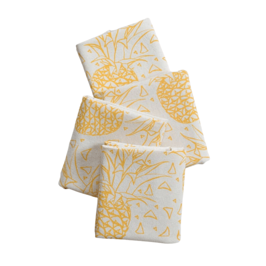 Yellow Pineapples l Set of 4 Organic Cloth Napkins