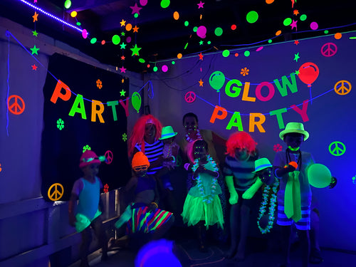 How to decorate a black light party - Black light LED glow party