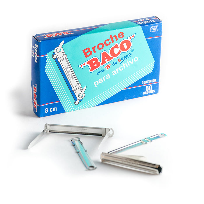 Broche Baco 8 cm azul caja con 50 piezas – Alva Papelería