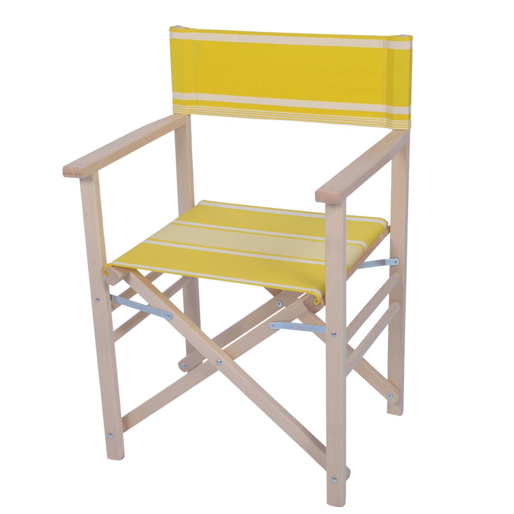 Polijsten Lijkt op Mammoet houten regiestoel met geel witte canvas bekleding - kleurmeester.nl –  Kleurmeester.nl