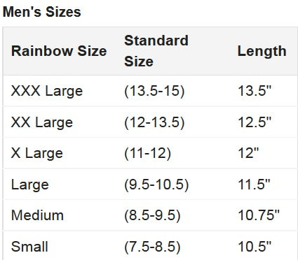 rainbow flip flop size chart