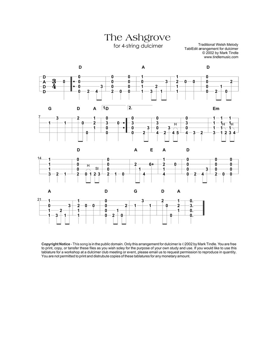 dulcimer tablatures