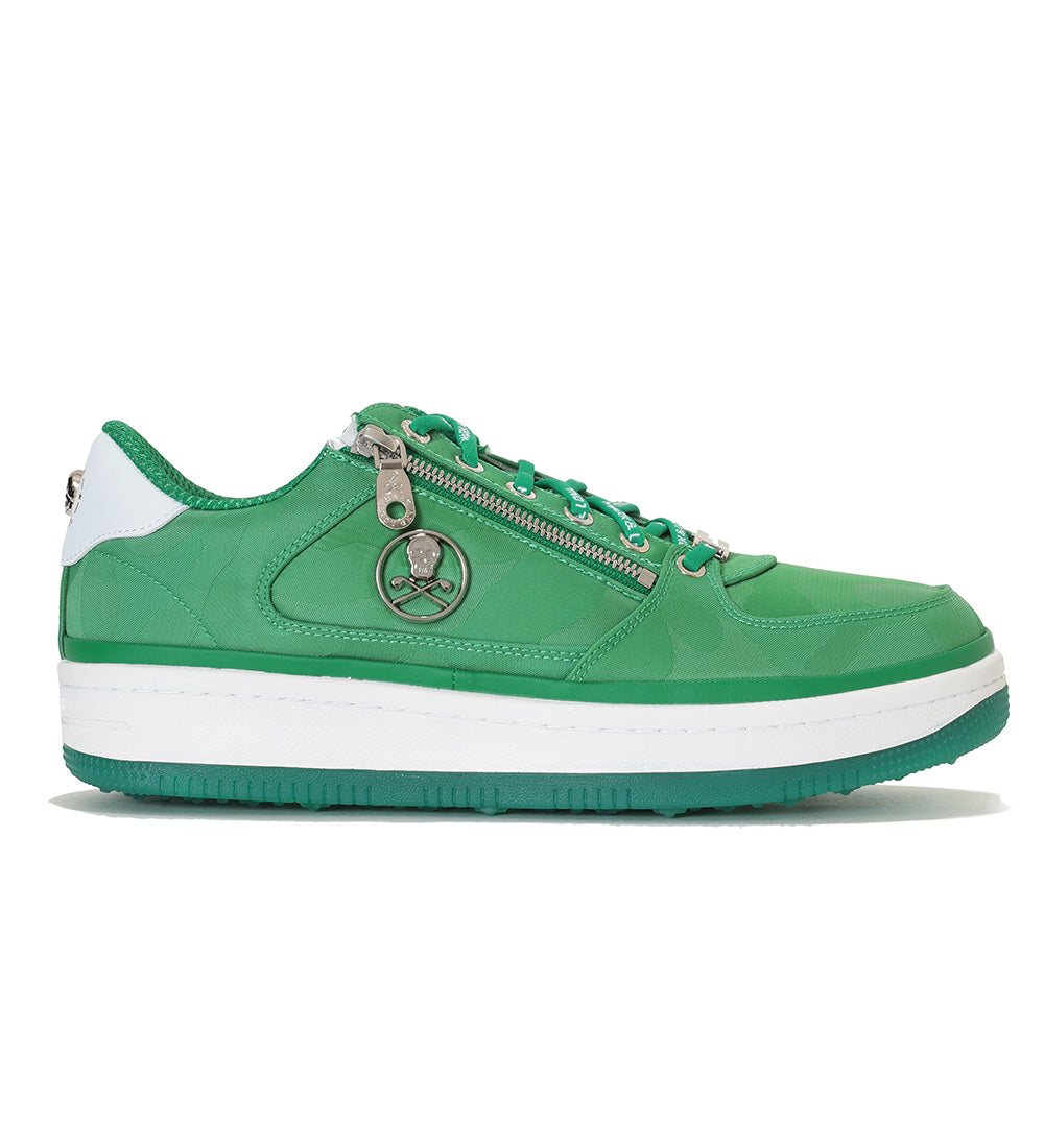 White and green trainers with zip