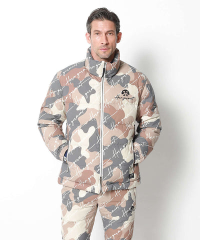 Forest Camo Print Puffer Jacket