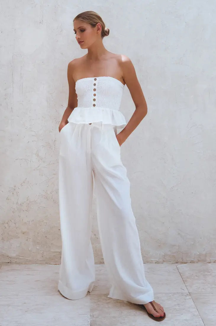 White Linen Countess Harem Pants - Şaman Butik