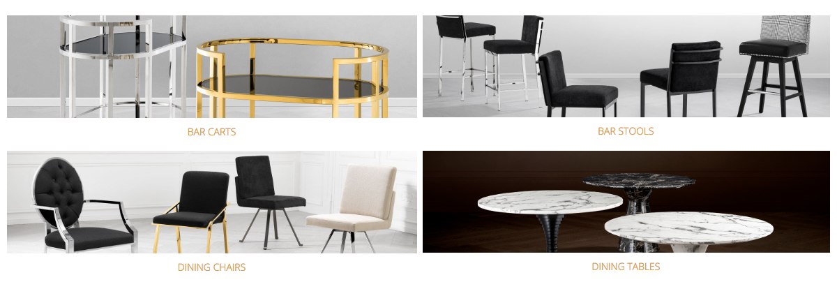 Eichholtz Dining Collections | Dining Tables | Dining Chairs | Bar carts | OROA - Modern Luxury Furniture