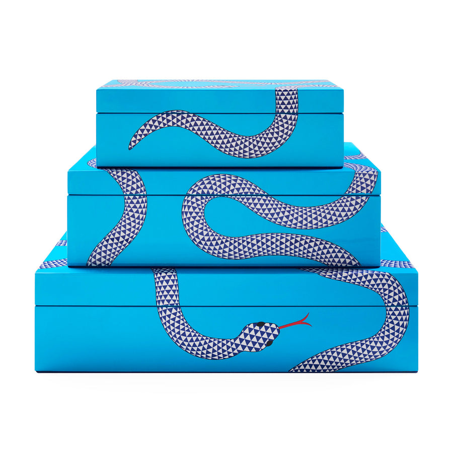 Jonathan Adler Eden's Blue Lacquer Box with Velvet Lining