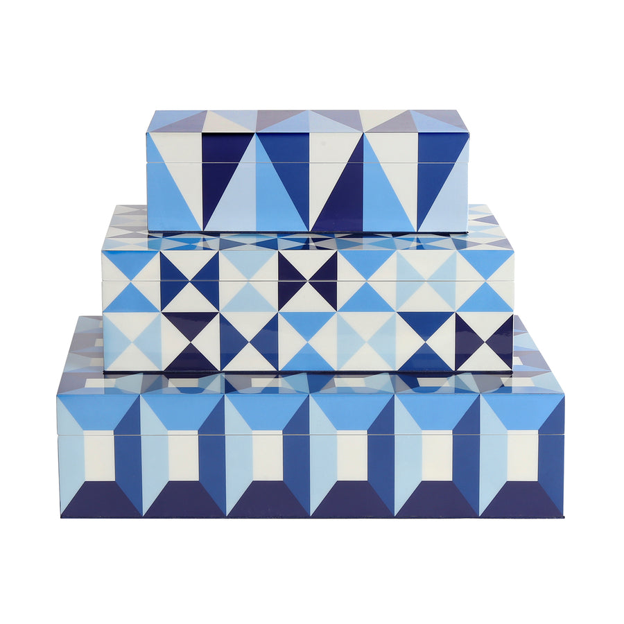 Jonathan Adler Sorrento Geometric Pattern Lacquer Box S