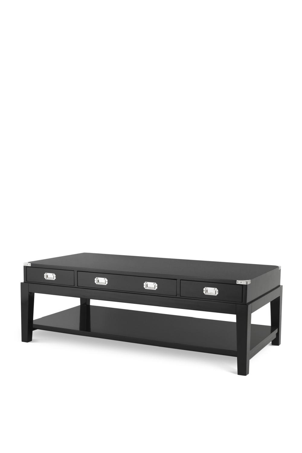 Image of Black 3 Drawer Coffee Table | Eichholtz Military