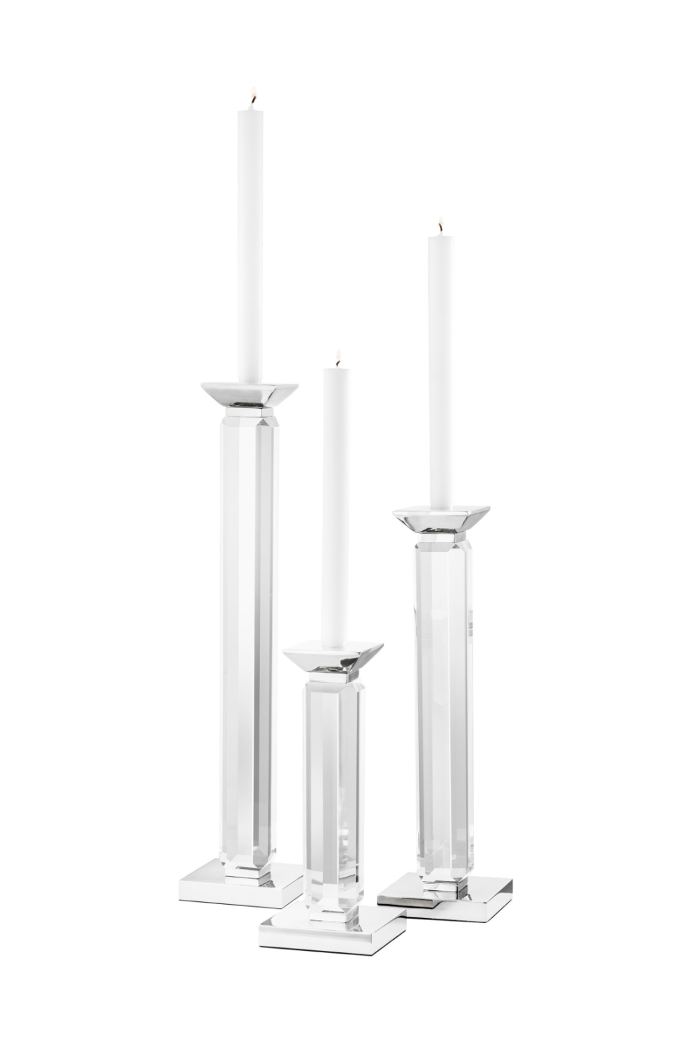 Crystal Glass Stick Candle Holder (Set of 3) Eichholtz Livia Eichholtz - OROA