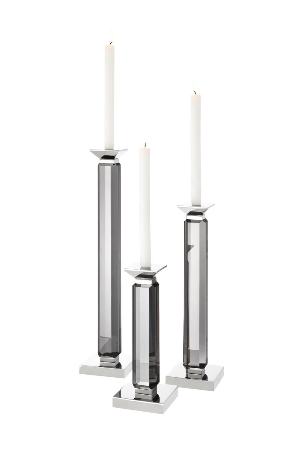 Glass Pillar Candleholders (3) Eichholtz Livia Eichholtz - OROA