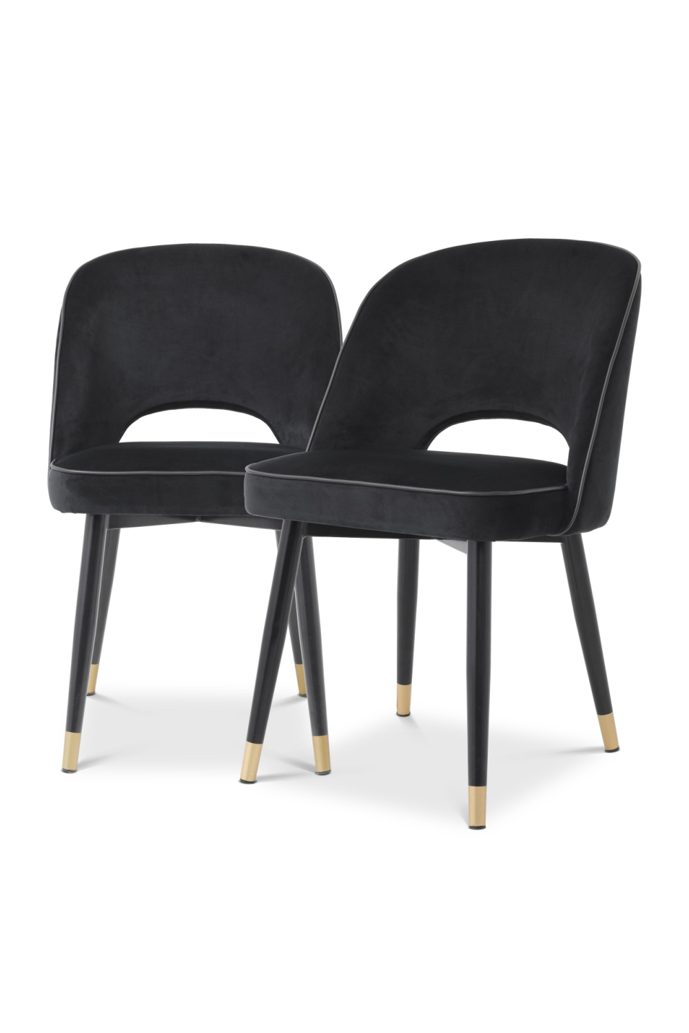 Black Velvet Dining Chair Set Of 2 Eichholtz Cliff Eichholtz - OROA