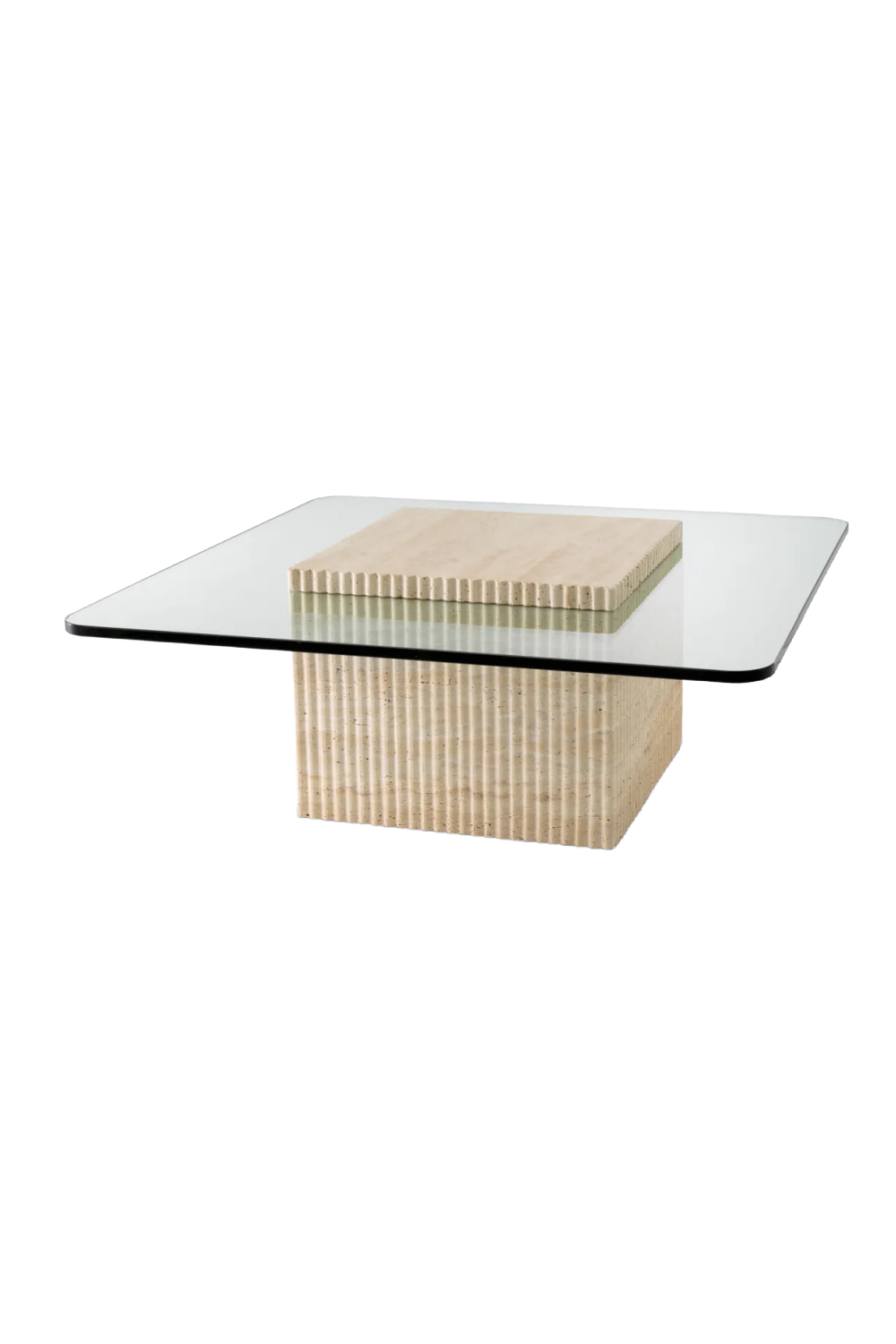 Image of Square Travertine Pedestal Coffee Table | Eichholtz Brindisi