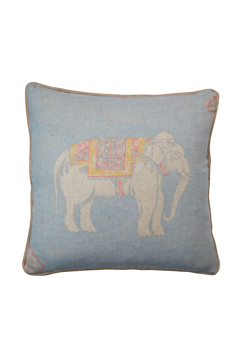 Sky Blue Elephant Print Piped Cushion Andrew Martin Jumbo Andrew Martin - OROA