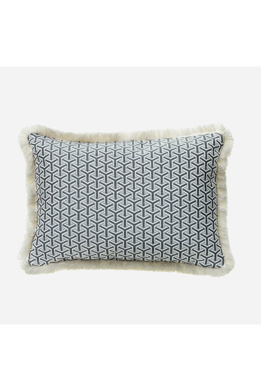 Geometric Pattern Fringed Cushion Andrew Martin Monte Gray Andrew Martin - OROA