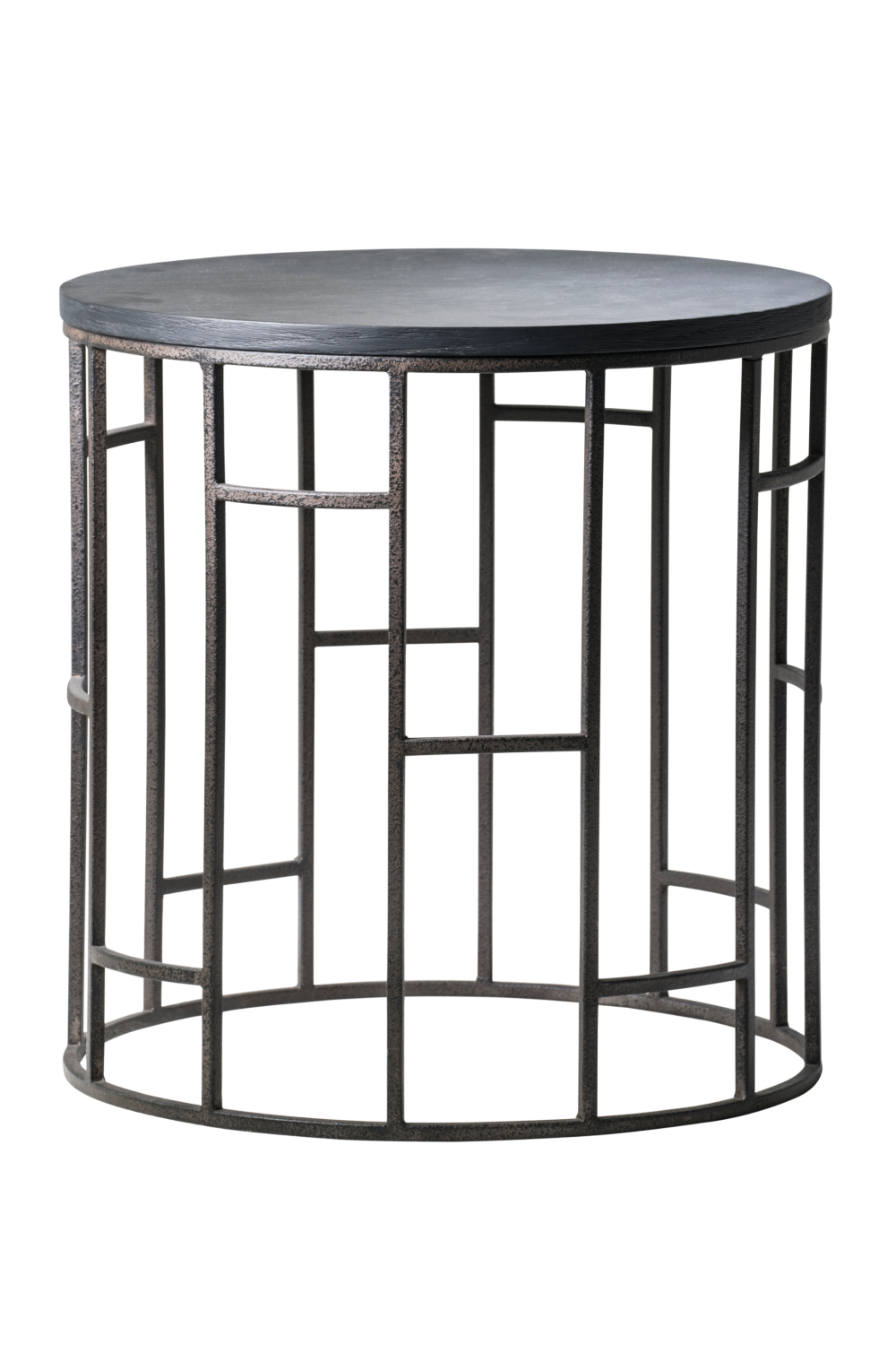 Black Wooden Top Circular Side Table | Andrew Martin Blackout