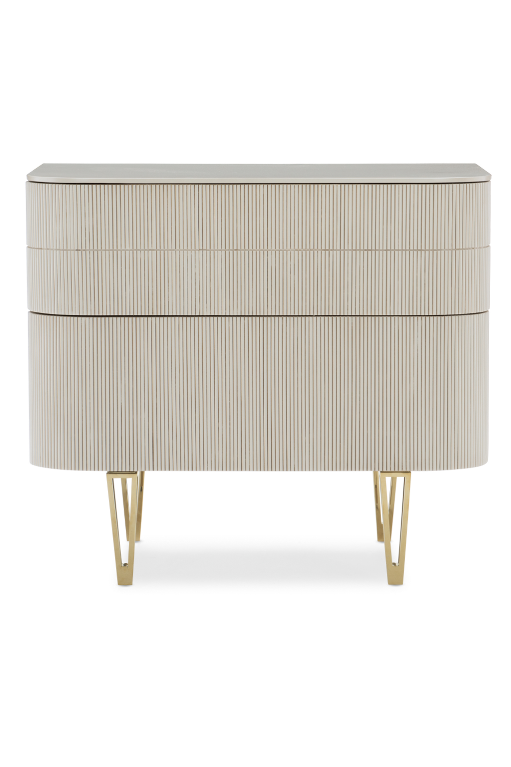 Image of Beige Fluted Nightstand | Caracole True Love