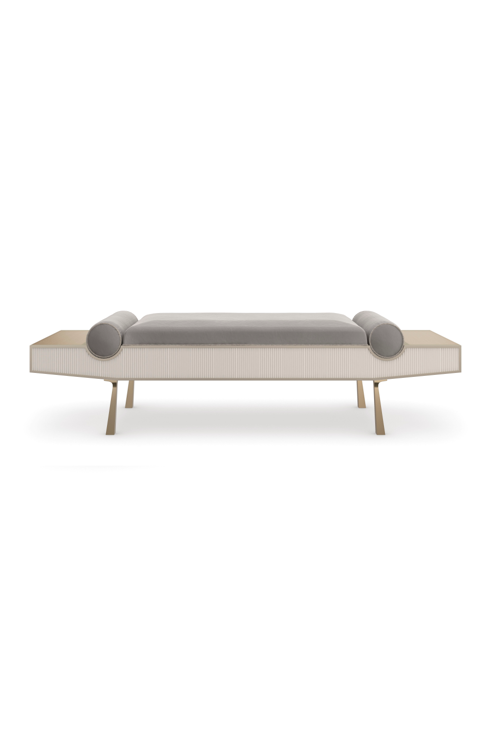 Image of Gray Mohair Modern Bench | Caracole Roll Play