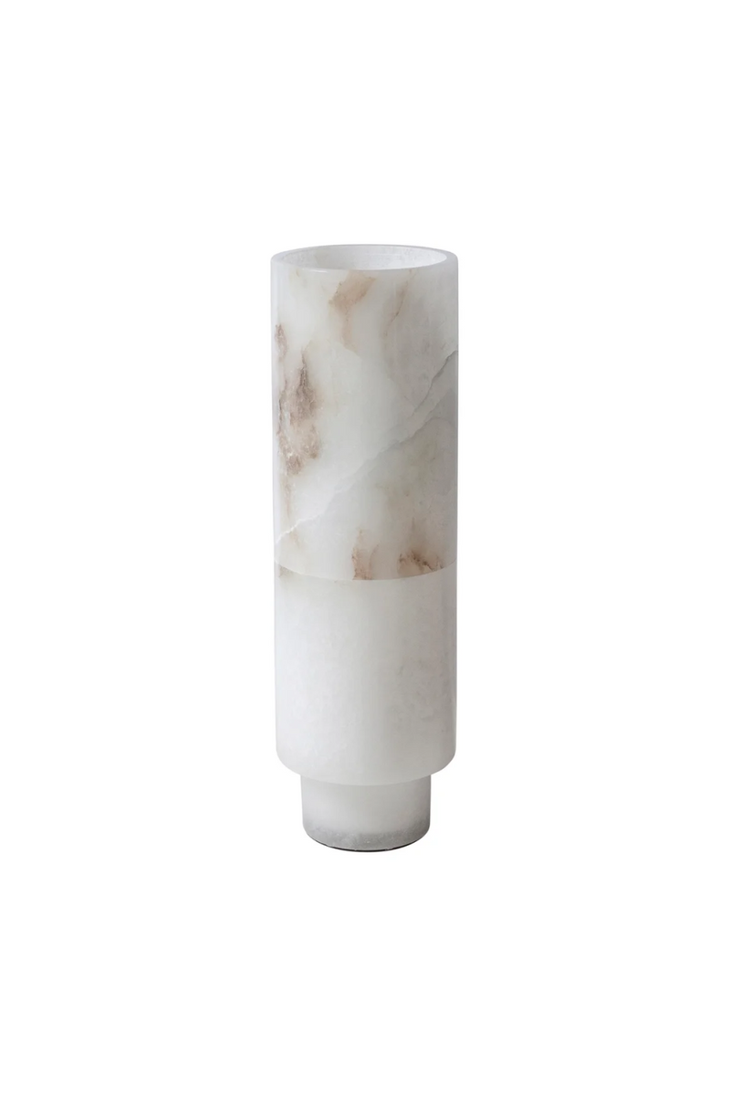 White Cylindrical Alabaster Tealight | Dome Deco Lascar | Oroa.com