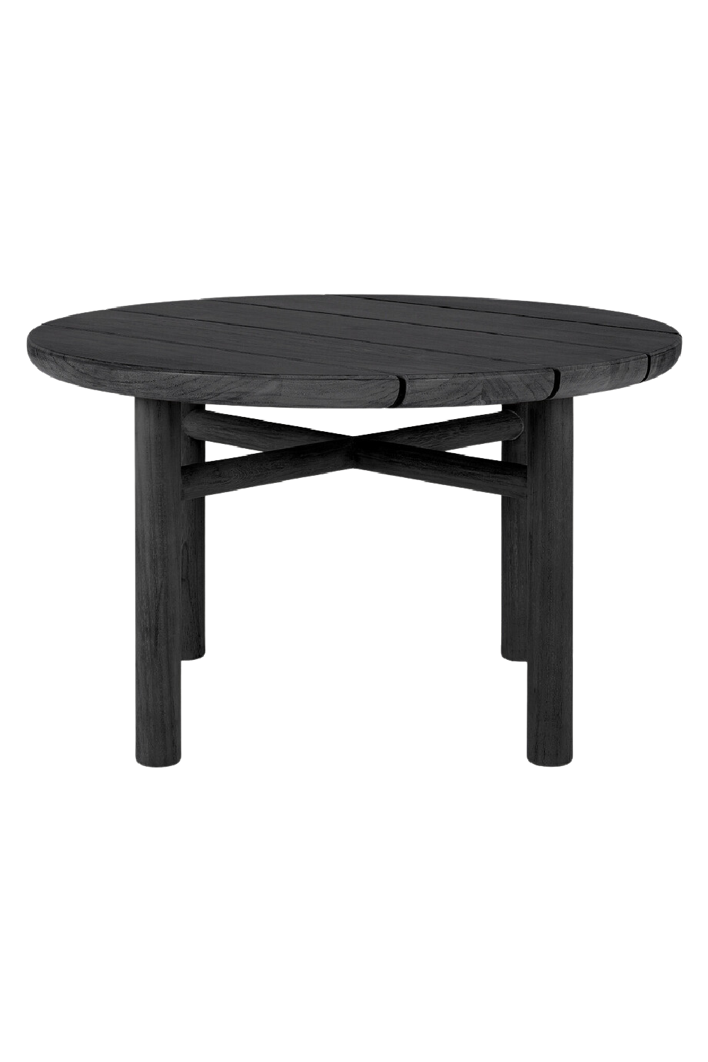 Image of Black Round Slatted Outdoor Side Table | Ethnicraft Quatro