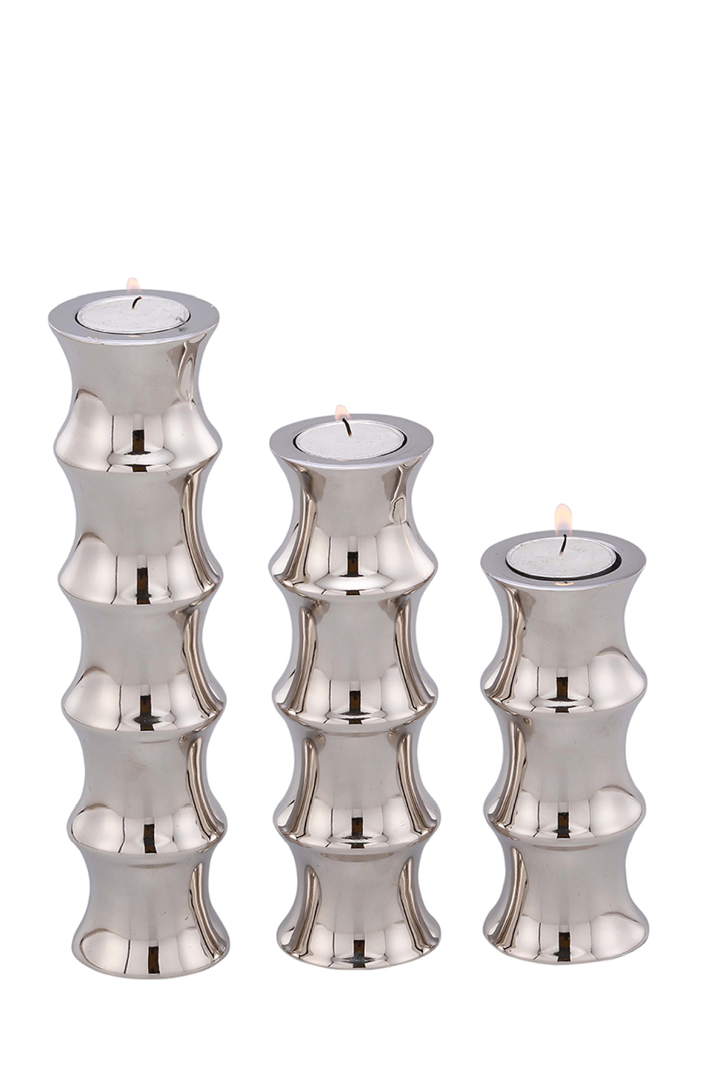 Silver Bamboo Tealight Holders (3) Liang &amp; Eimil T-light Liang &amp; Eimil - OROA