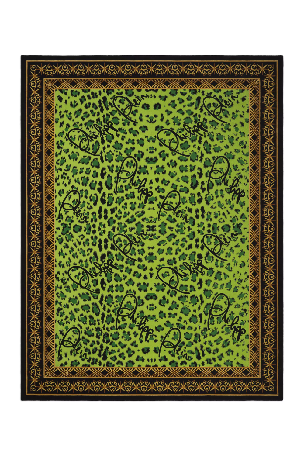 Green Panther Printed Wool Carpet 10' x 13' | Philipp Plein Jungle