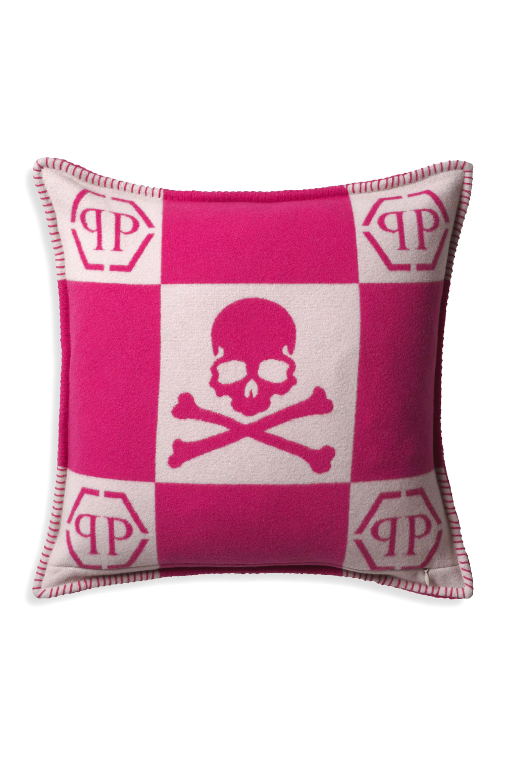 Pink Modern Printed Cashmere Cushion Philipp Plein Skull Philipp Plein Home Collection - OROA