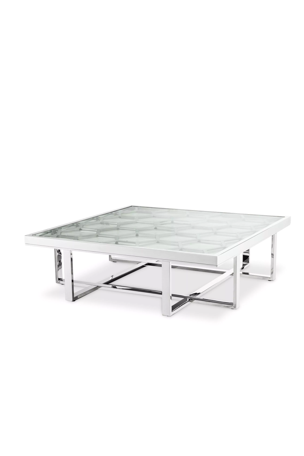 Silver Hexagonal Patterned Coffee Table Philipp Plein Skeleton Philipp Plein Home Collection - OROA