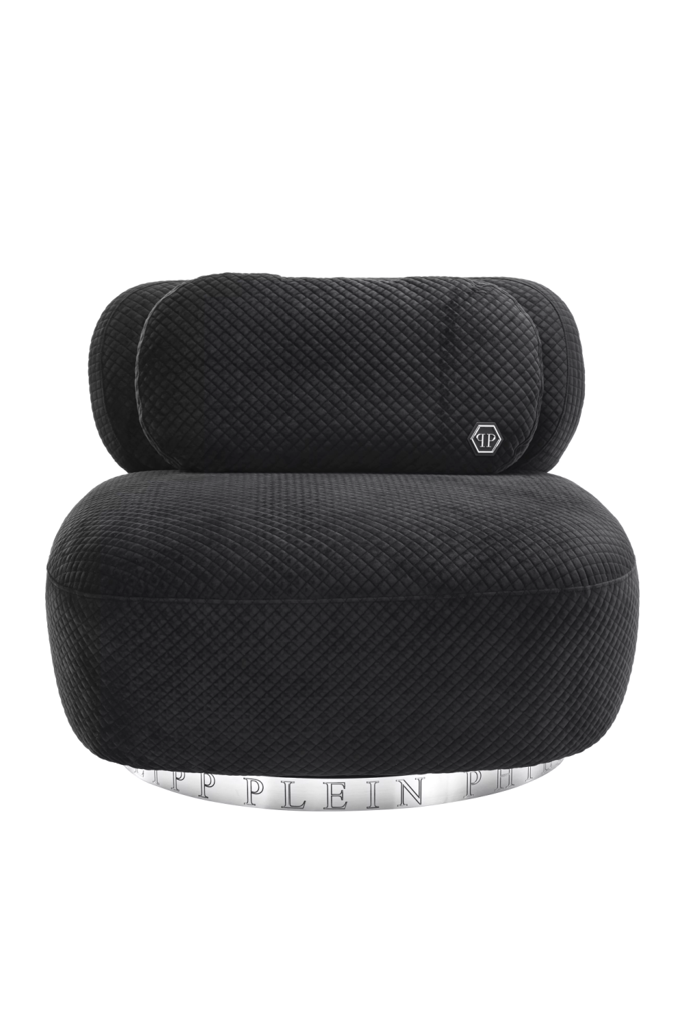 Black Modern Retro Velvet Chair Philipp Plein Signature Philipp Plein Home Collection - OROA