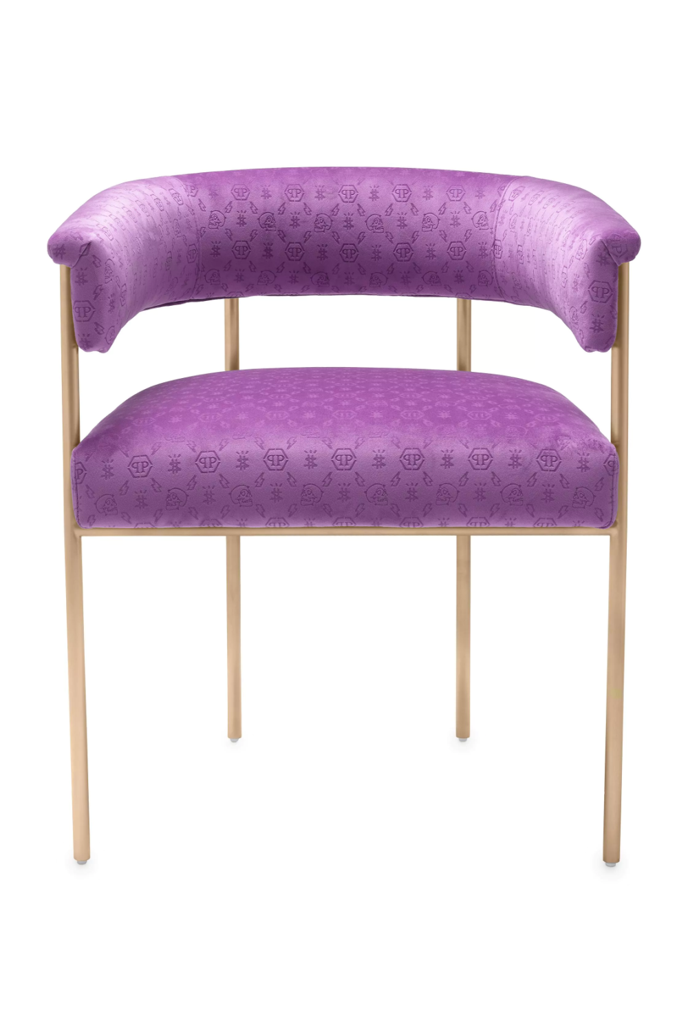 Purple Curved Velvet Dining Chair Philipp Plein Monogram Philipp Plein Home Collection - OROA