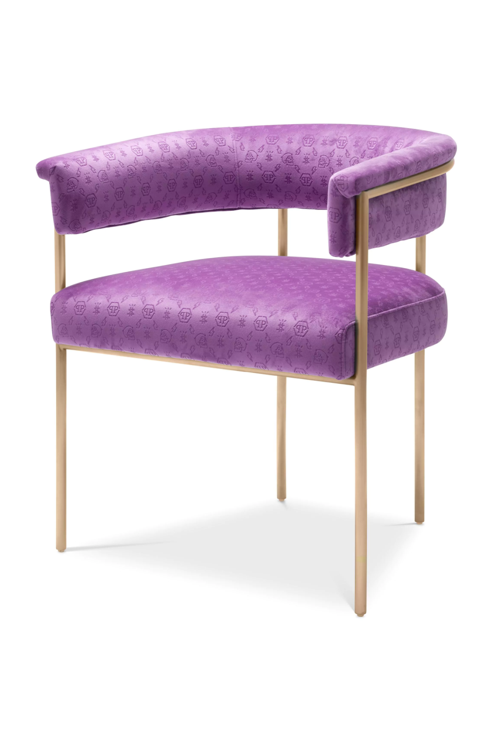 Purple Curved Velvet Dining Chair | Philipp Plein Monogram