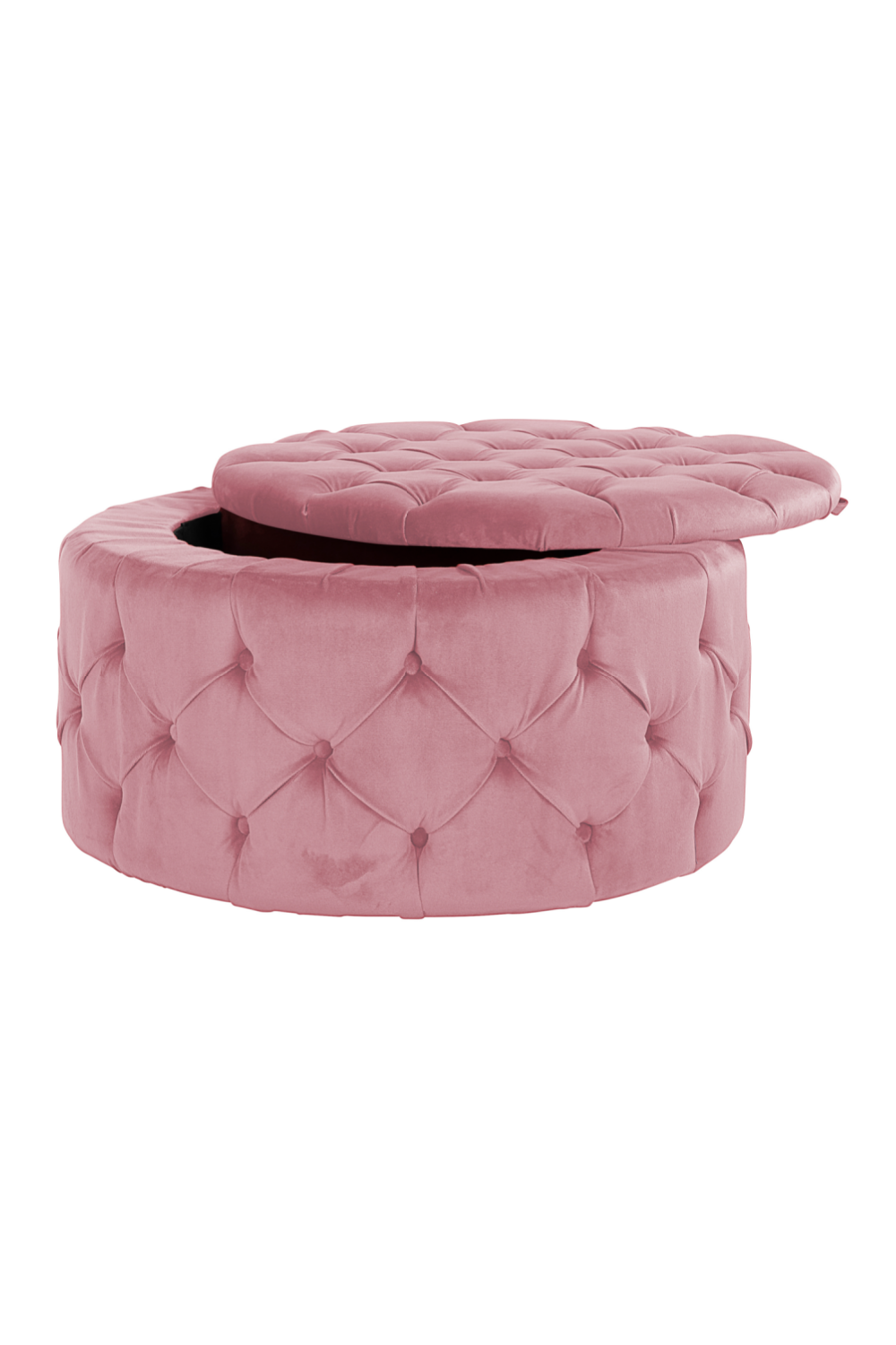 Round Pink Velvet Storage Pouf M | OROA Lulu