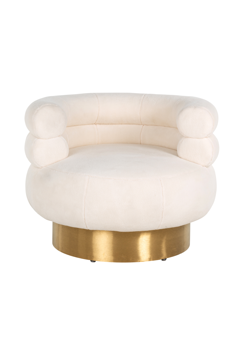 White And Brushed Gold Swivel Armchair OROA Fayah OROA - OROA