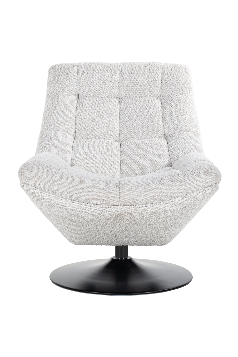 White BouclÃ© Pedestal Swivel Chair OROA Richelle OROA - OROA