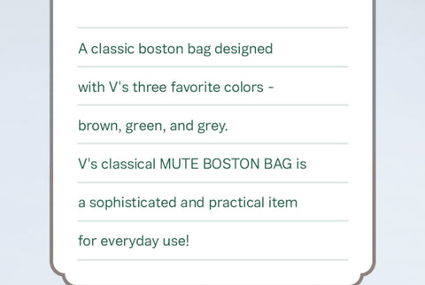 V Mute Boston Bag [v-mute-boston-bag] - $153.28 : #1 BTS Merch Shop, BT21  Store, BTS Merchandise