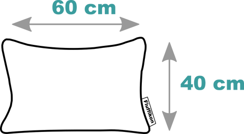 Skizze eines Fluffikon Sofakissens mit den folgenden Abmassen 40x60 cm