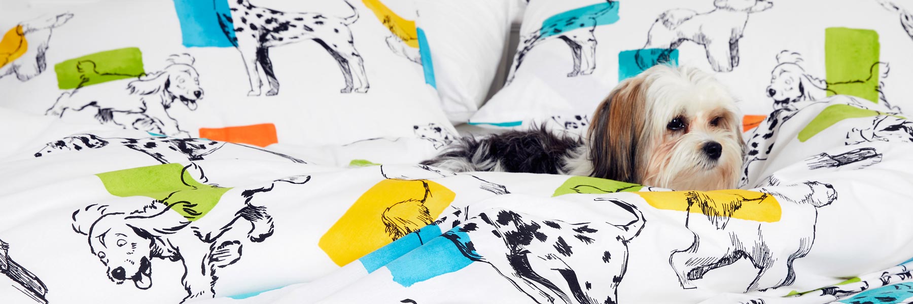 National Love Your Pet Day  Ditsy Colourful Animal Dog Print Cotton Duvet Cover Bedding Set