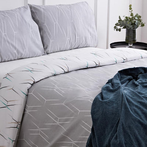 Grey Geometric Diamond Pattern Duvet Cover Bedding Set