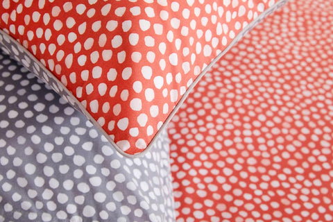 Orange & Grey Polka Dot Cotton Duvet Cover Bedding Set