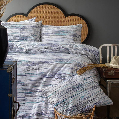 Blue Striped Cotton Duvet Cover Bedding Set