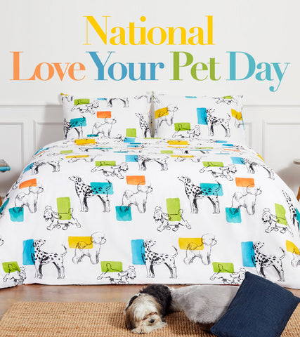 Ditsy Animal Dog Print Duvet Cover Set