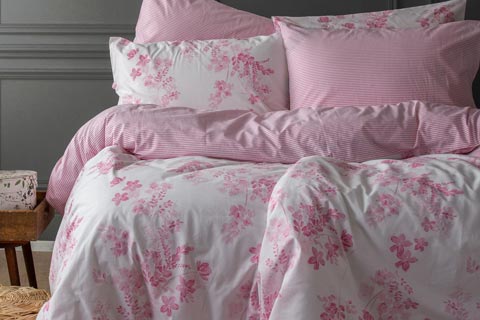 Sevilla Pink Floral Cotton Duvet Cover Bedding Set