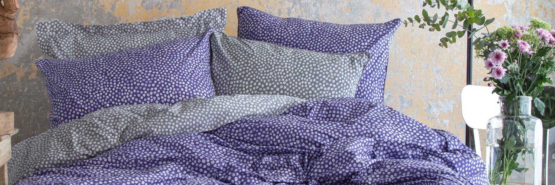 Ensemble de housse de couette à pois violets, cadeau de Saint-Valentin