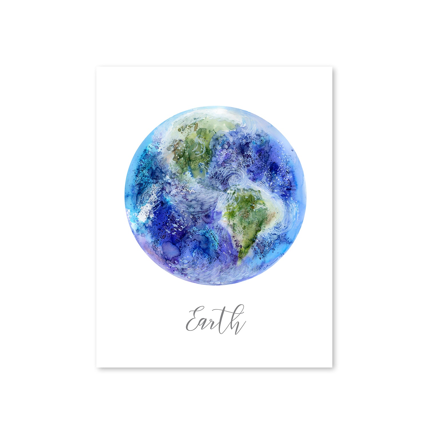 Planet Earth Watercolor Painting Space Nursery Art Tiny Toes Design