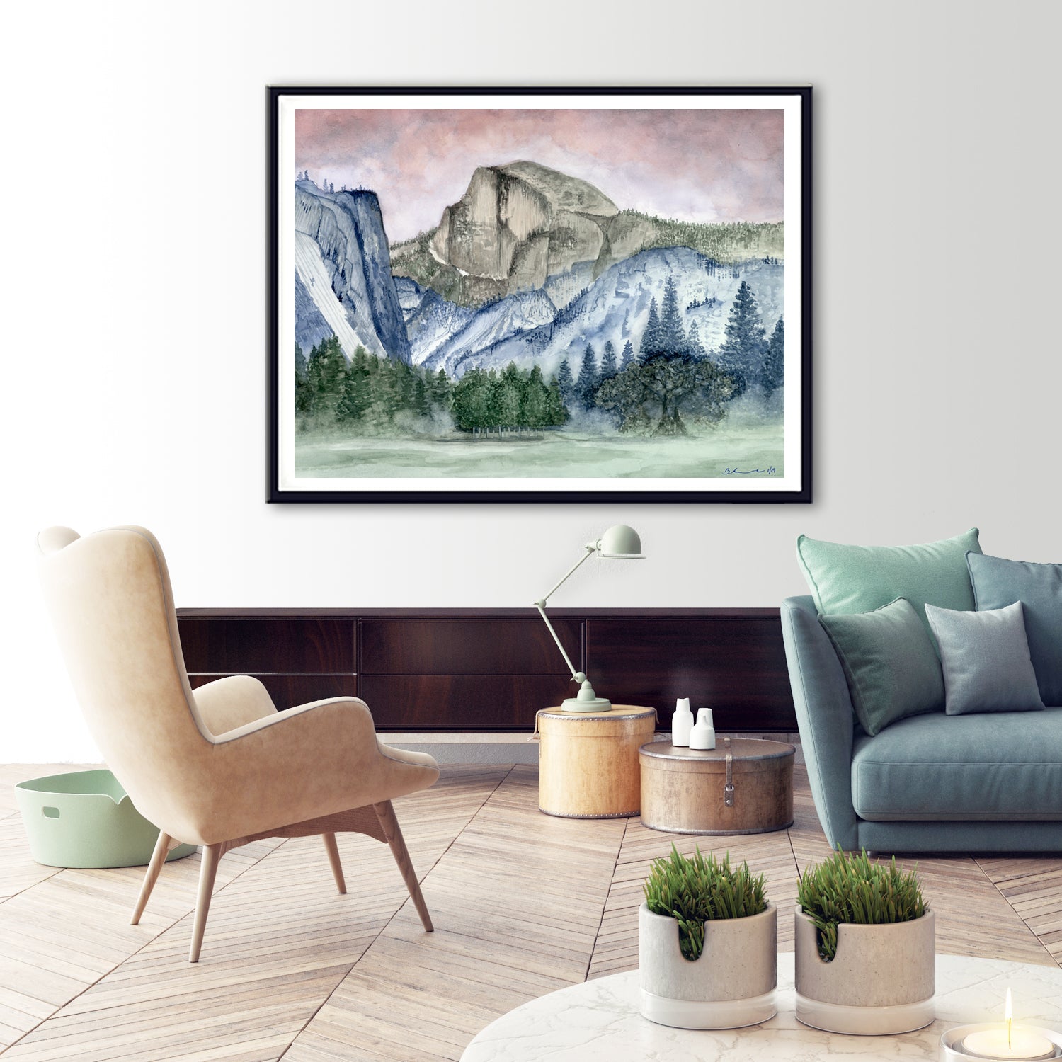 Half Dome at Yosemite National Park Watercolor Art Print - Tiny Toes Design