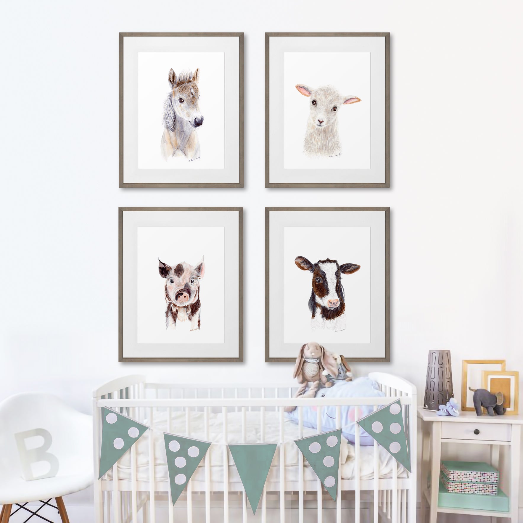 farm animal prints for nursery