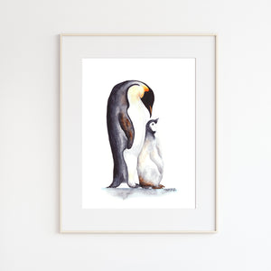 Dad and Baby Penguin Print | Arctic Nursery Decor | Tiny Toes Design