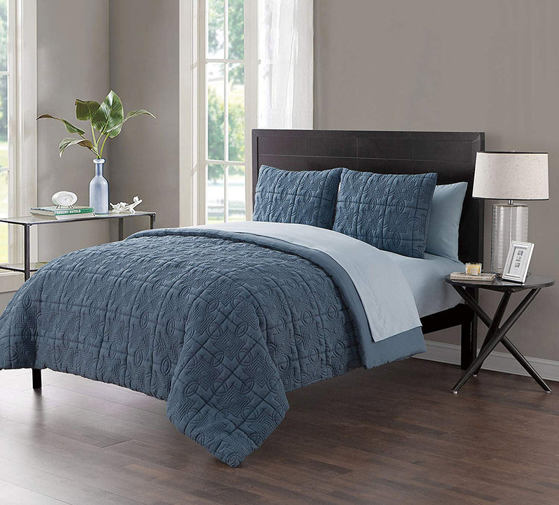 Iron Gate Embossed 7Piece Bed In A Bag Comforter Set, Blue ShopBobbys